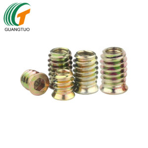 Zinc Plated Carbon Steel Thread Flanged Hexagon Hex Socket Drive Insert Nuts Threaded Furniture Nut for Wood